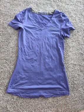 Nike Pro Dri-FIT Purple V-Neck Short Sleeve Athletic Top Size S